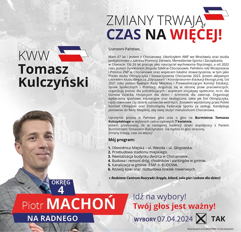 Sylwetki kandydatów do Rady Miejskiej, odc. 4: Piotr Machoń 